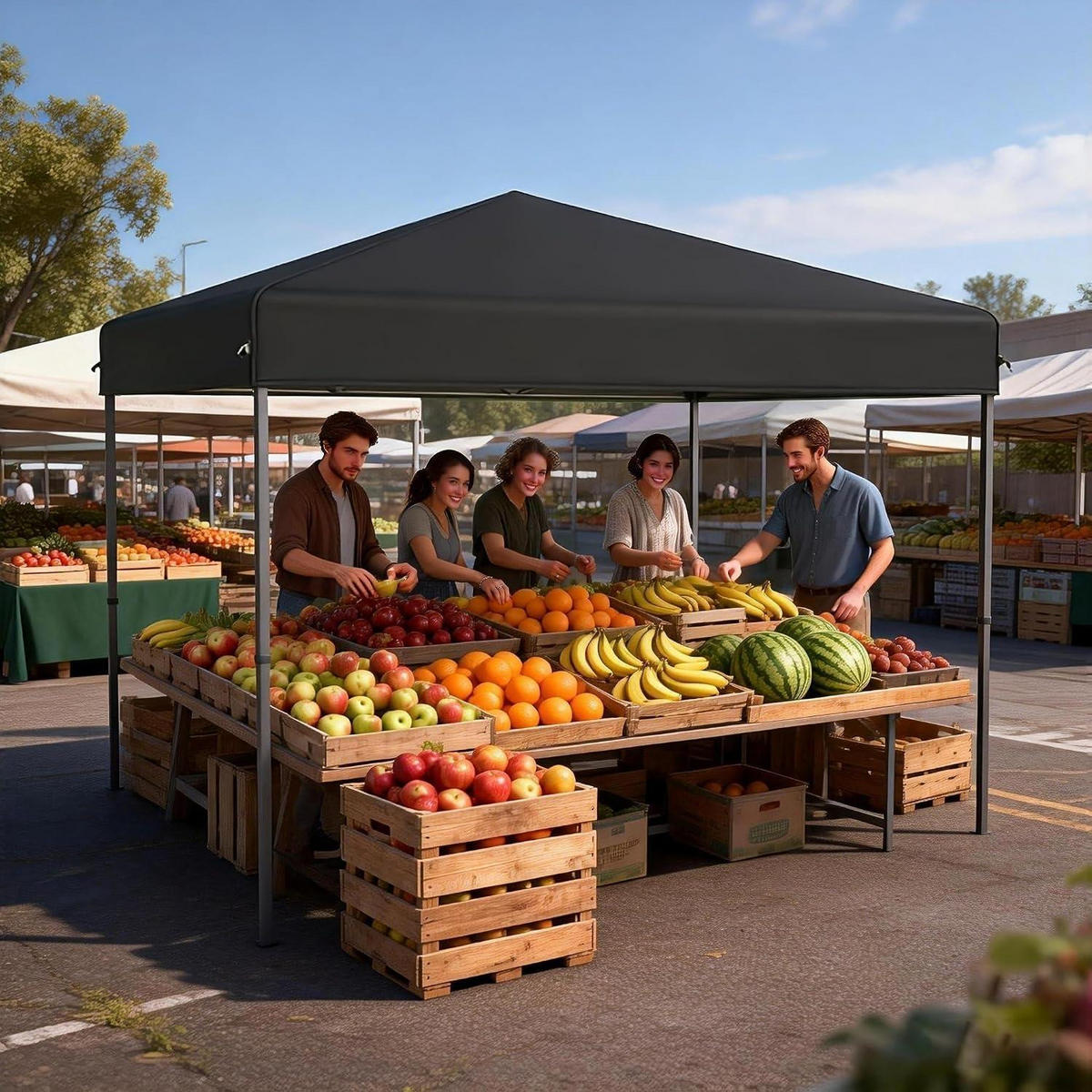 FALTPAVILLON 3 x 3 m Anthrazit mit One-Touch Lift - Anthrazit, Textil (300/260/300cm)