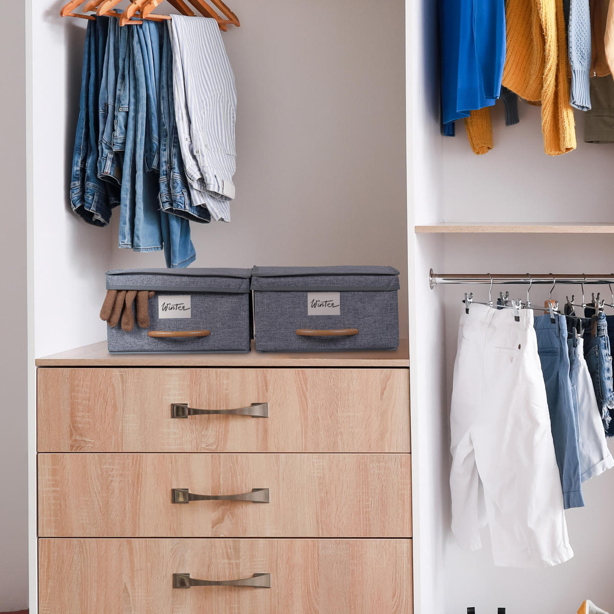 2XAUFBEWAHRUNGSBOX - Grau, Wellpappe/Kunststoff (30/16/32.5cm) - Relaxdays