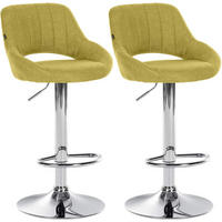 BARHOCKER 2er Set Milos Stoff C grün - Chromfarben/Grün, Textil/Metall (47/106/48cm) - TPFLiving