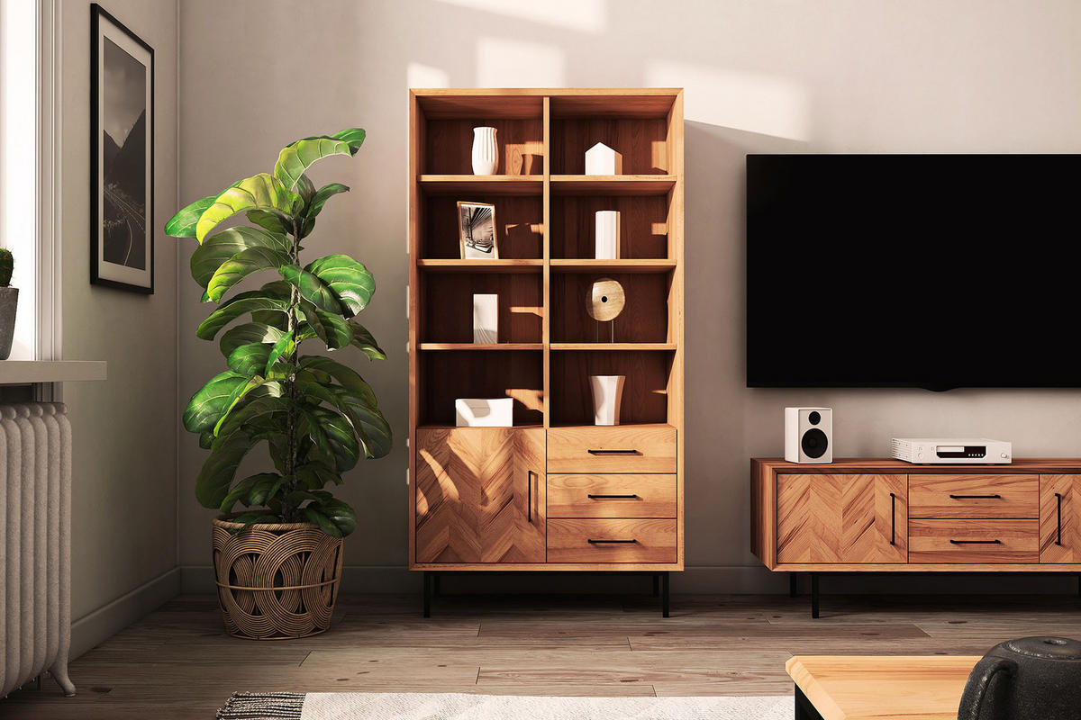 BÜCHERREGAL LEON 97x45 Kernbuche - Kernbuche, Holz (97/176/45cm) - byoak