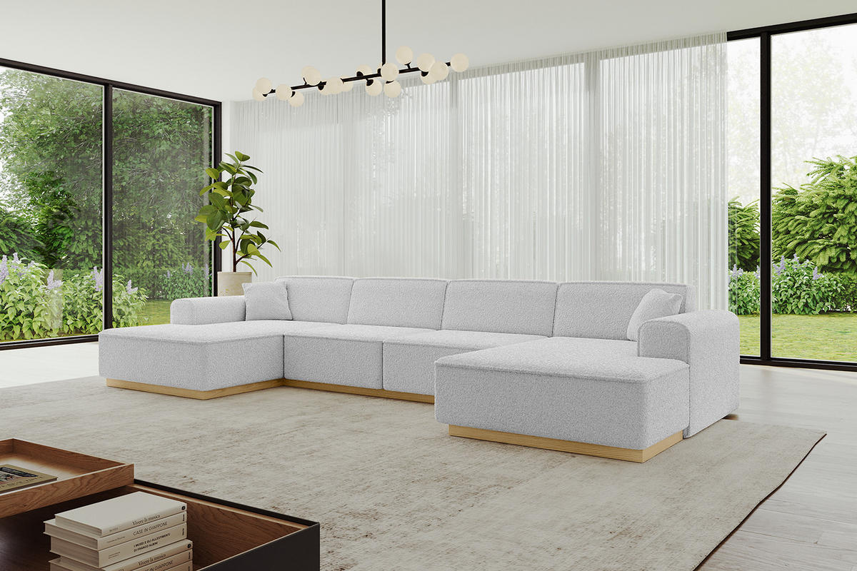 WOHNLANDSCHAFT IREA-U2-v2 - 382x165x81 cm Hellgrau - Hellgrau, Holzwerkstoff/Textil (382/81/165cm) - ALTDECOR