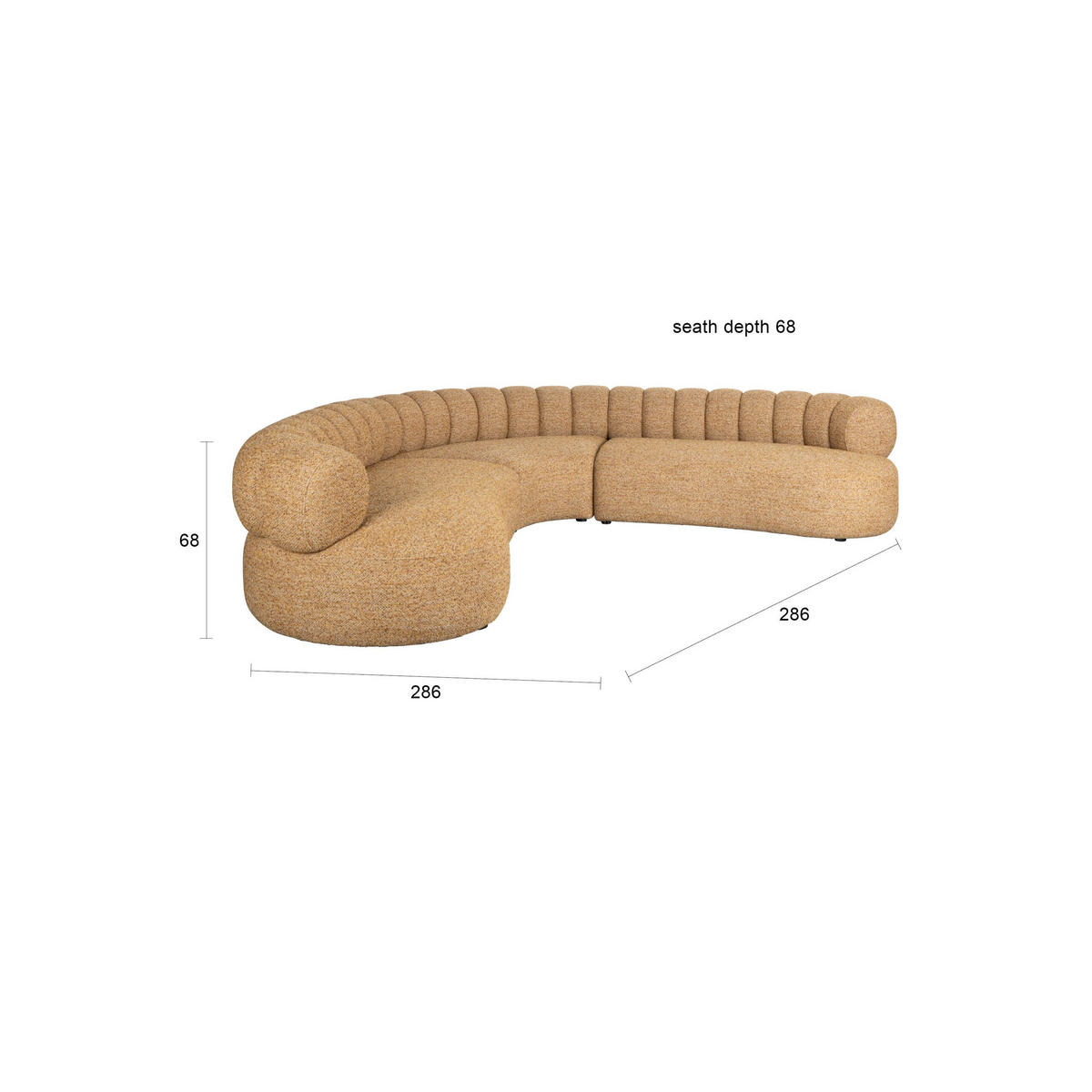 ECKSOFA 7-SITZER Duvane Braun - Braun, Kunststoff (286/286cm) - Dutchbone