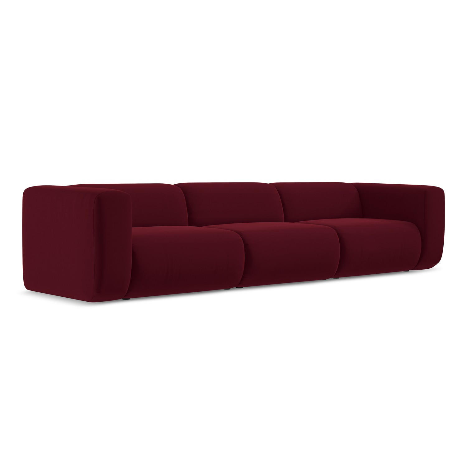 4-SITZER-SOFA Samt Stoff Rot - Bordeaux/Rot, Kunststoff/Textil (319/70/89cm) - LaMiaSofa