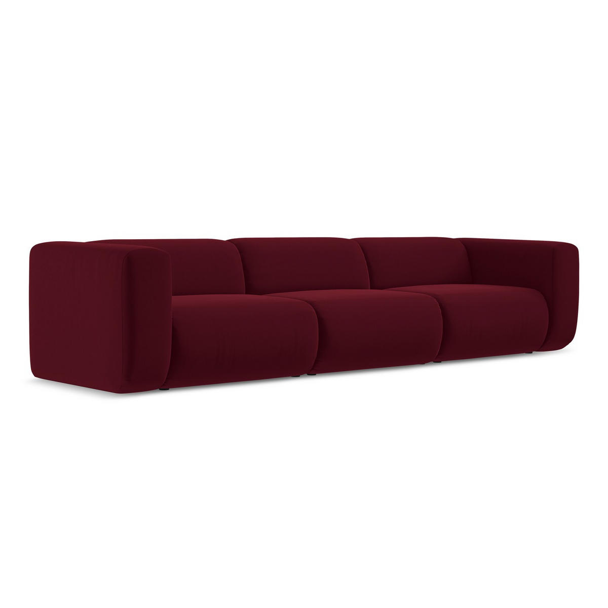 4-SITZER-SOFA Samt Stoff Rot - Bordeaux/Rot, Kunststoff/Textil (319/70/89cm) - LaMiaSofa