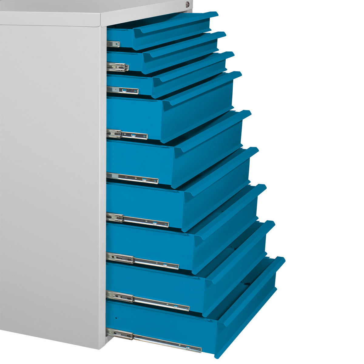 SCHUBLADENSCHRANK Kobra mit 9 Schubladen 120x70x43,5cm Lichtgrau/Lichtblau - Blau/Grau, Metall (70/120/44cm) - PROREGAL