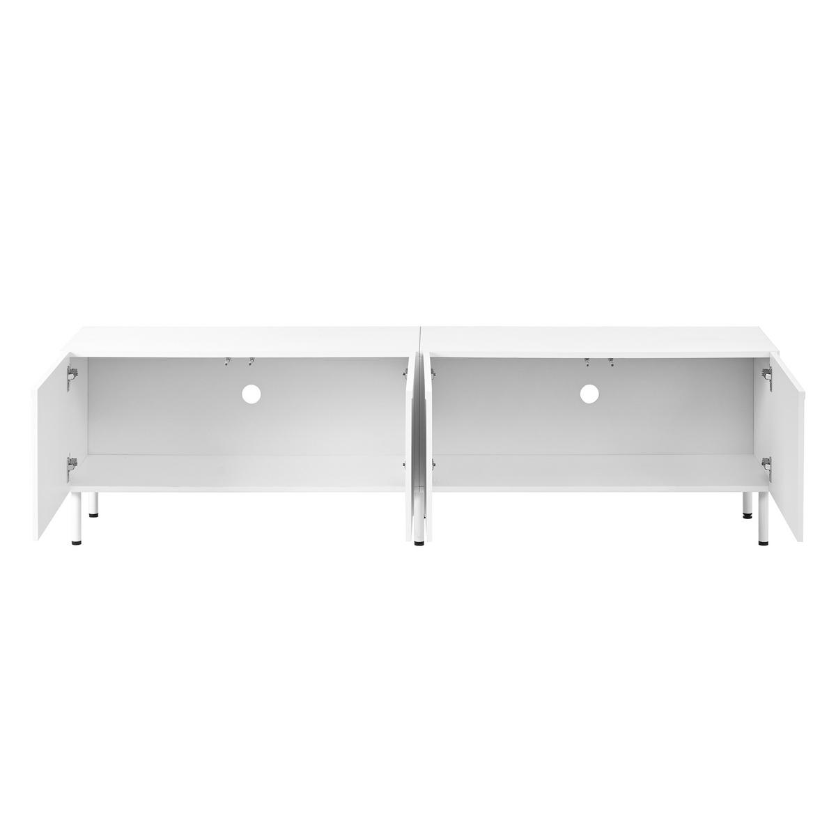 TV-SCHRANK 180/35/49 cm Weiß mit 4 Türen und Metallfüßen - Weiß, Holzwerkstoff/Metall (180/49/35cm) - Oxeza
