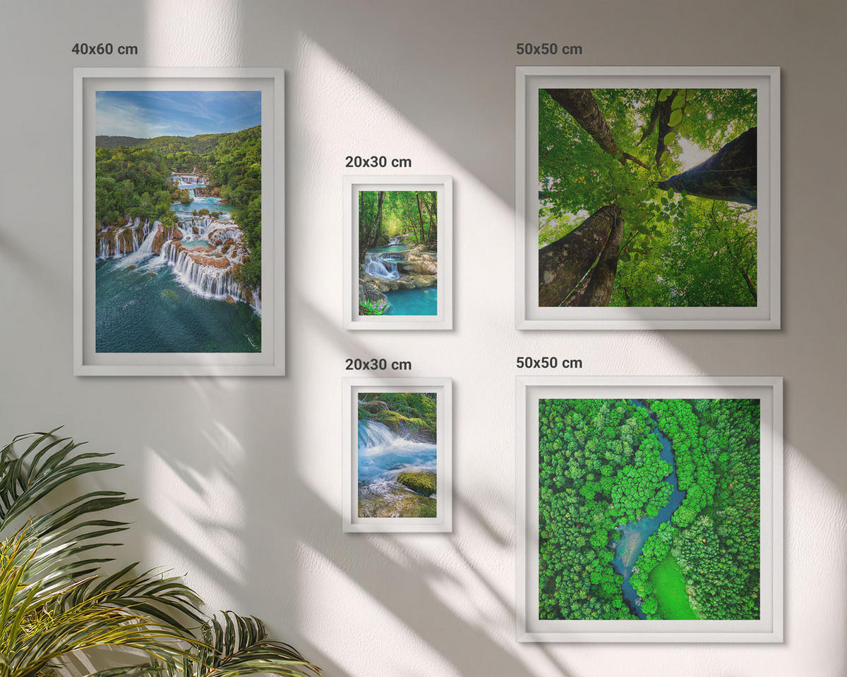 WANDBILDER 5er-Set - 50x50 cm & 20x30 cm & 40x60 cm Weißer Rahmen - Strandwellen, Himmelsbrücke, Spaziergang - Weiß, Kunststoff (40/60cm) - ArtPrintCave
