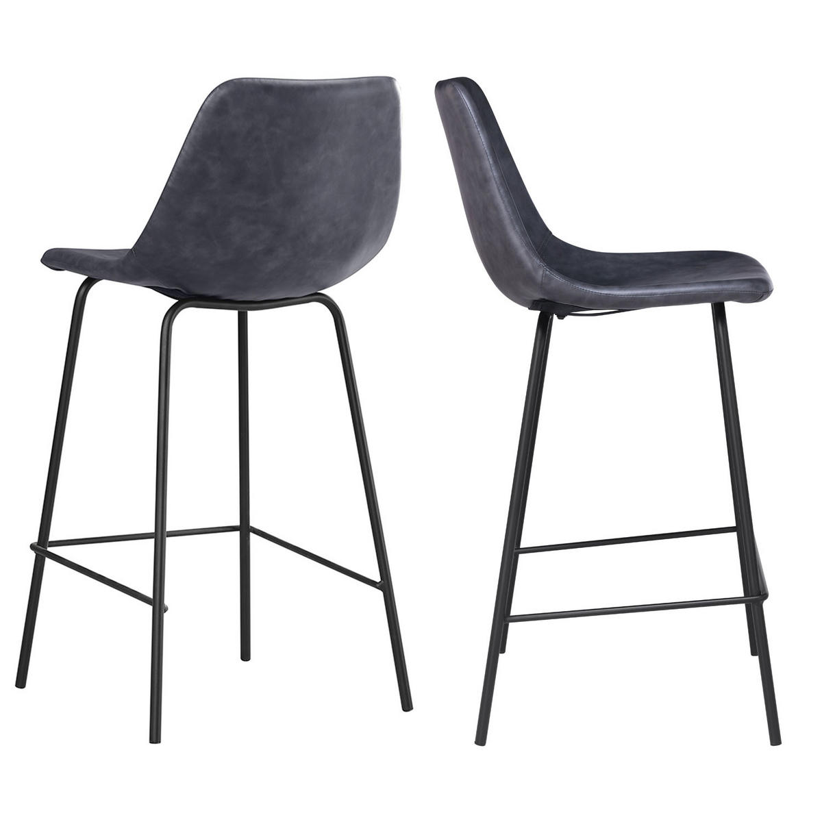 BARHOCKER Lucien Dunkelgrau Sitzhöhe 65cm 2er-Set - Grau, Kunststoff (43/94/50cm) - Happy Garden
