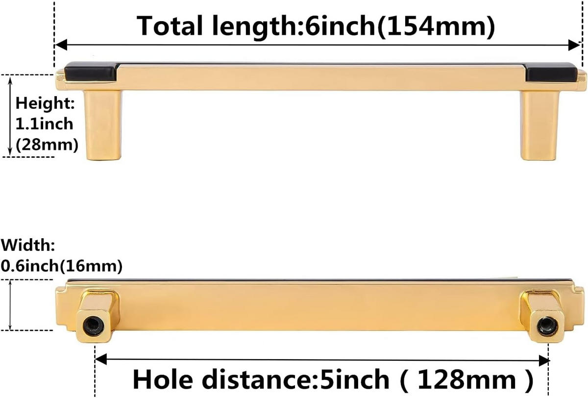 MÖBELGRIFF Schwarz 6er-Set 128 mm - Goldfarben, Metall (0.1/2.8/1.54cm)