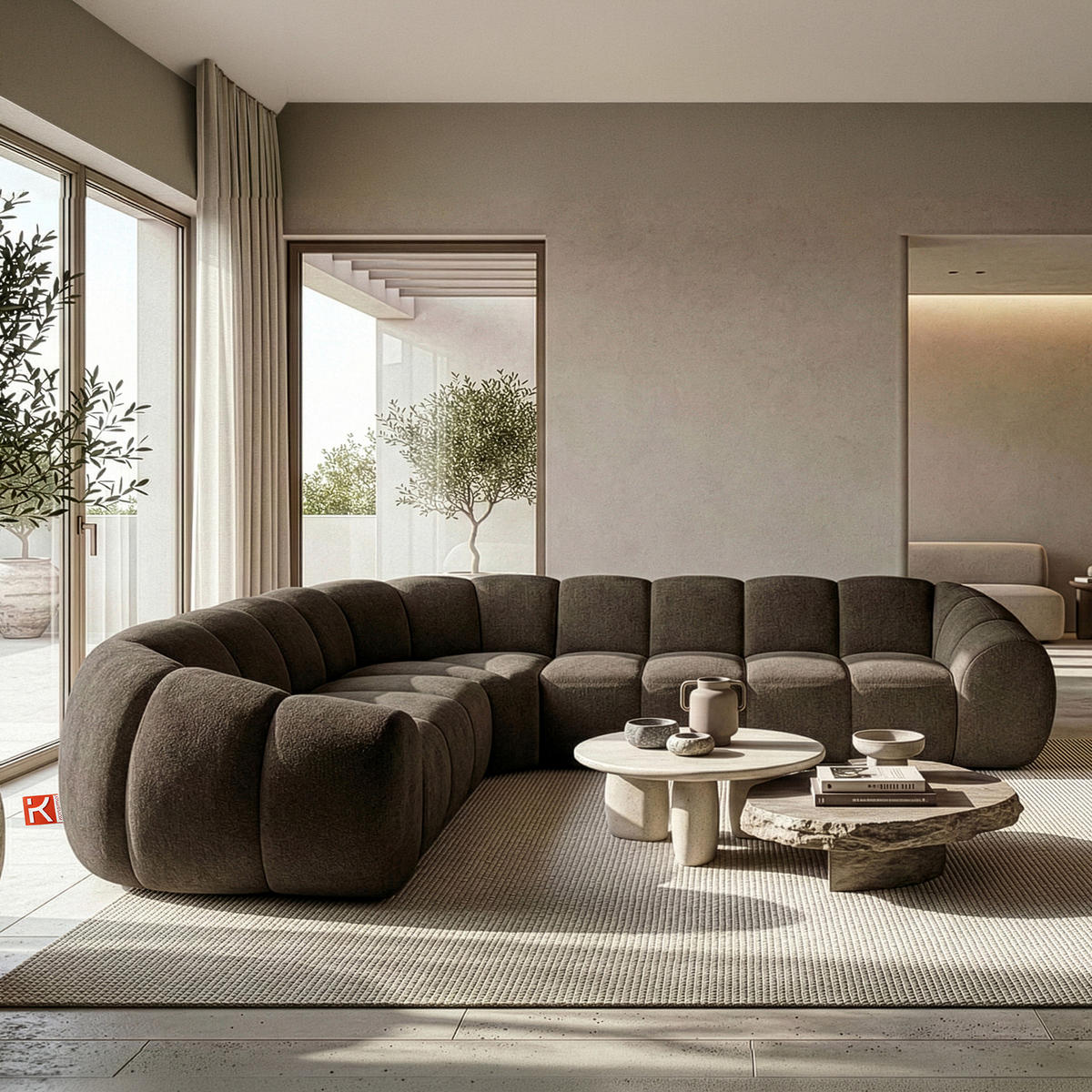 ECKSOFA LINKS FLAVA, Braun - Braun, Holz/Holzwerkstoff (310/270cm) - KONSIMO®