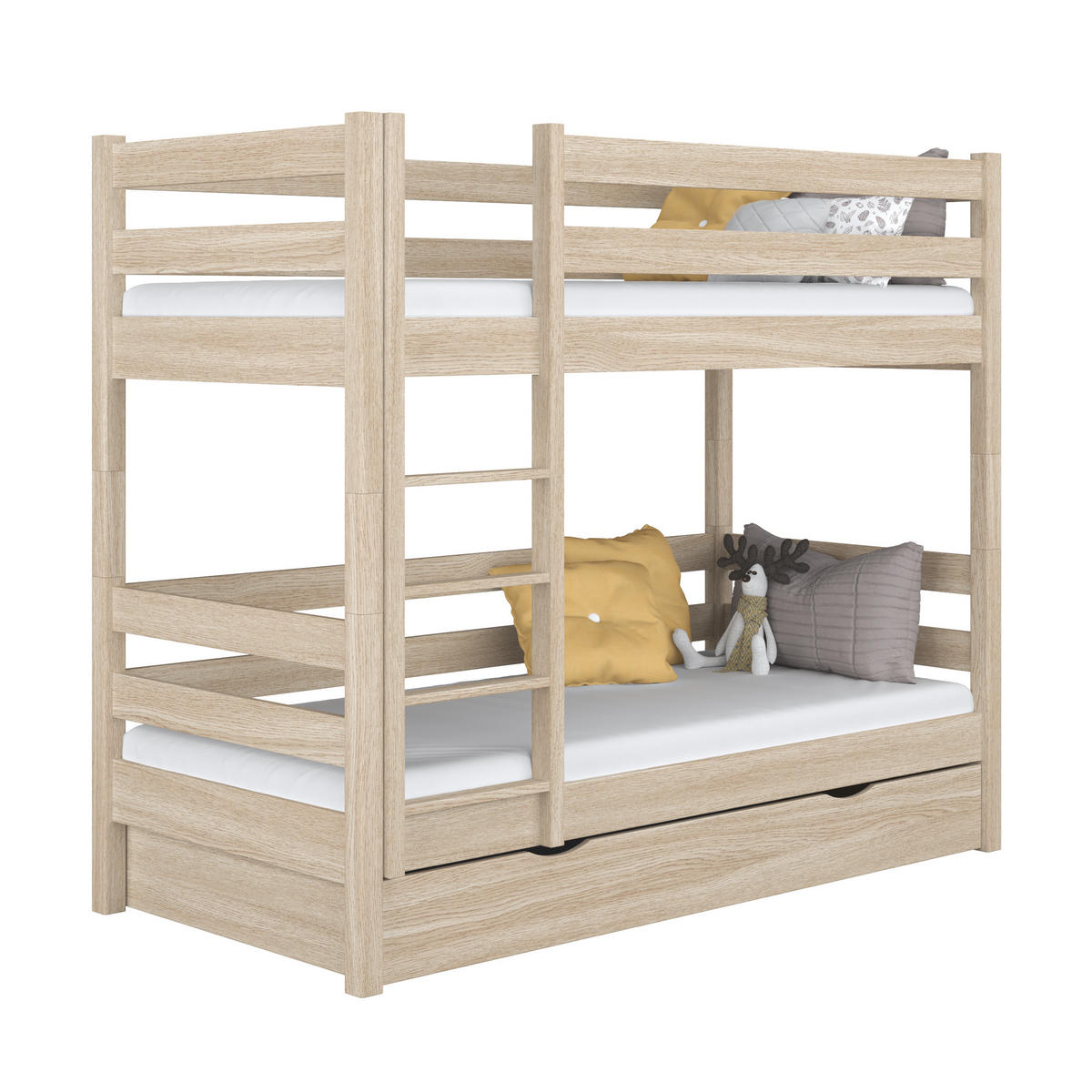 ETAGENBETT N01 mit Schublade Sonoma Eiche 90/190 - Sonoma Eiche, Naturmaterialien/Holz (90/190cm) - N-Wood