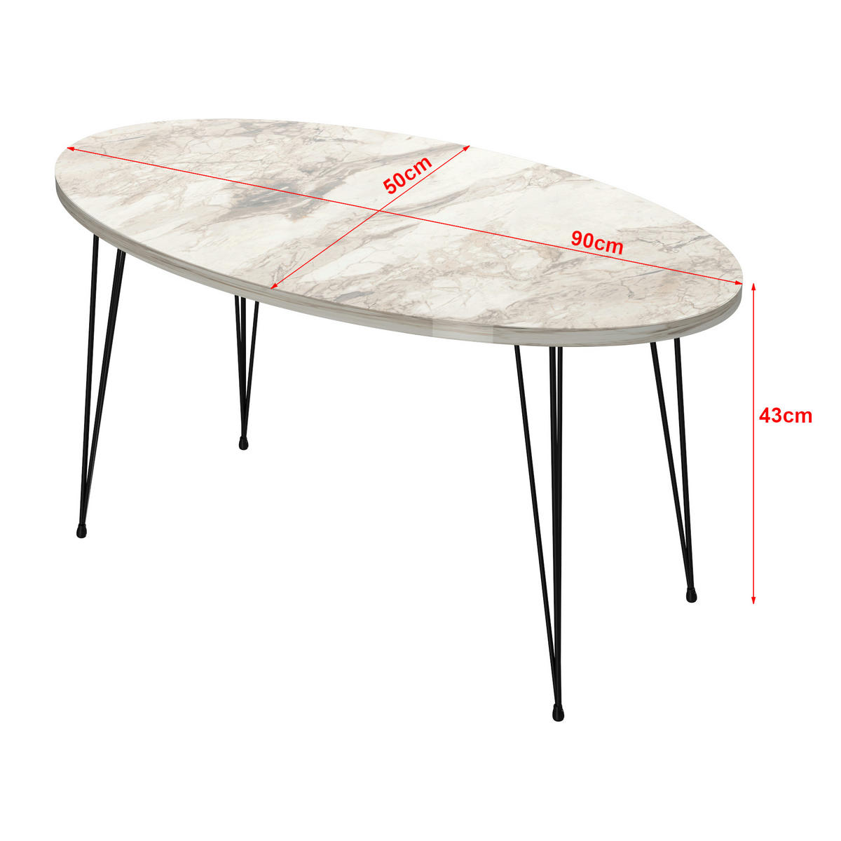 COUCHTISCH Skævinge 90/50/43 - Weiß, Metall (50/90/43cm) - [en.casa]