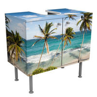 WASCHBECKENUNTERSCHRANK Beach of Barbados 60/55/35 cm - Blau, Holzwerkstoff (60/55/35cm) - Bilderwelten