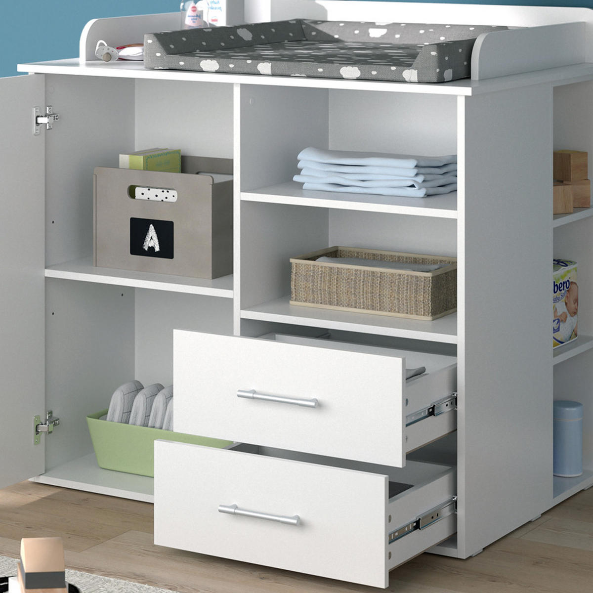 WICKELKOMMODE Lea Weiß 113 x 100 cm - Weiß, Holzwerkstoff (113/100/45cm) - Vicco