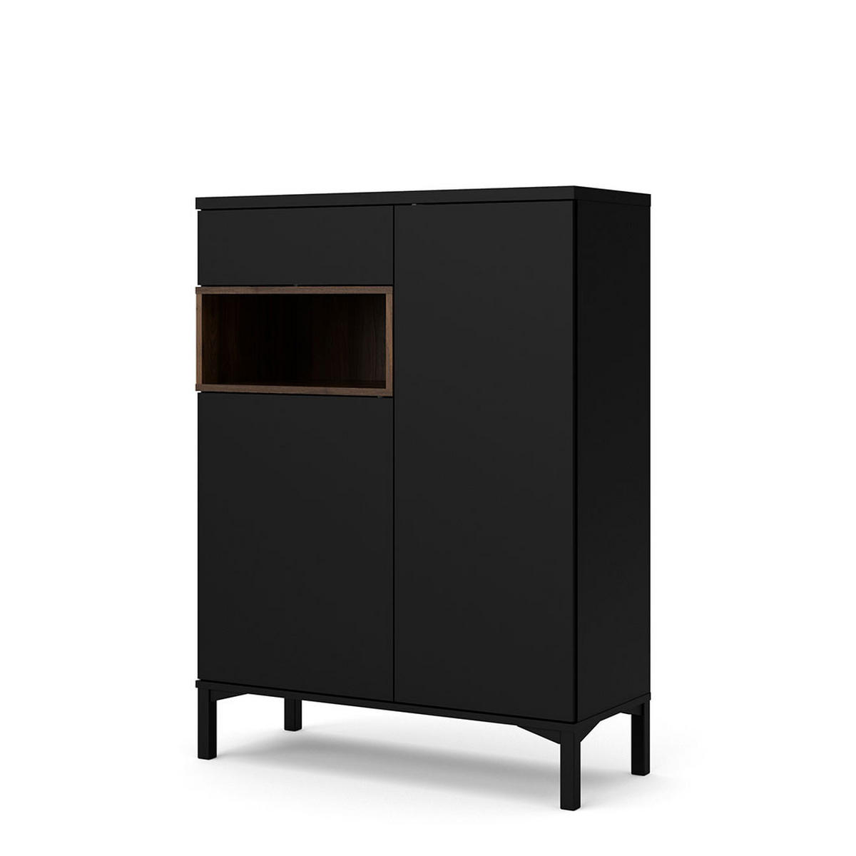 SIDEBOARD Ringe Schwarz 89/37/119 cm - Schwarz, Holzwerkstoff (89/119/37cm) - ebuy24