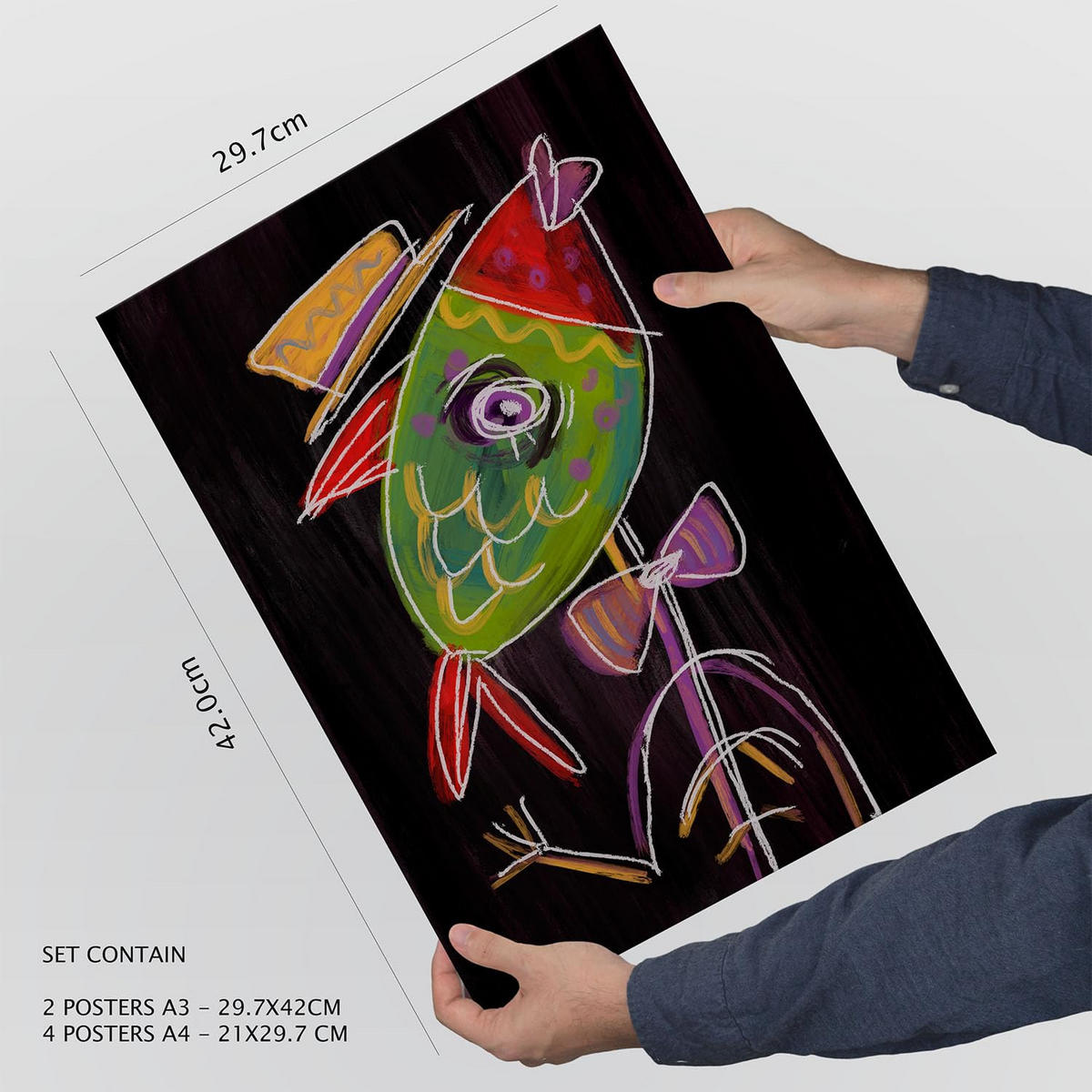 POSTER Set Mit 6 Aufsichtsfang 1 In Tiere Zusammenfassungen A3 & A4 Rahmenlos - Klar, Papier (29/3cm) - Nacnic