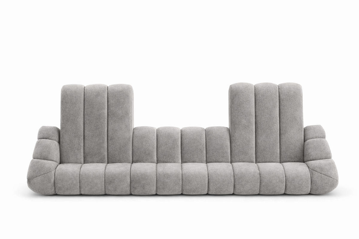 ECKSOFA Modulare U-Form, Veloursstoff Bluvel, Grau, CROISSANT U XL - Grau, Holz (448/72/190cm) - Kaiser Möbel
