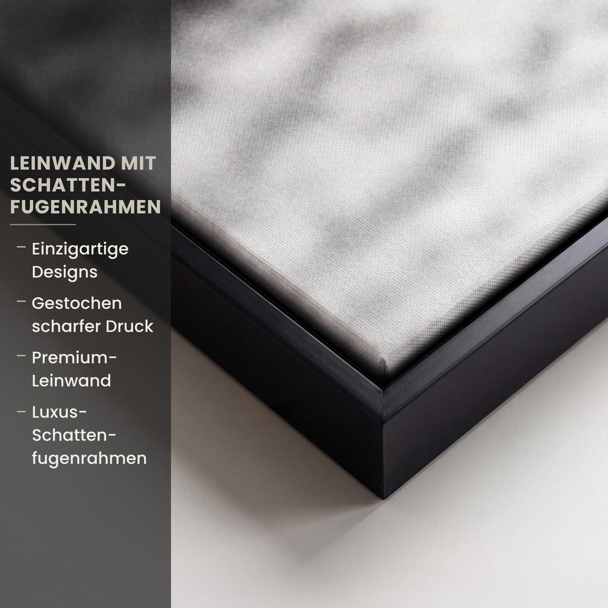 LEINWAND Bilder mit Rahmen - Kuh - Schottischer Hochländer - Schwarz - Weiß - Tier - Natur - Wildtiere - 90x60 - Schwarz, Textil (90/60cm) - MuchoWow