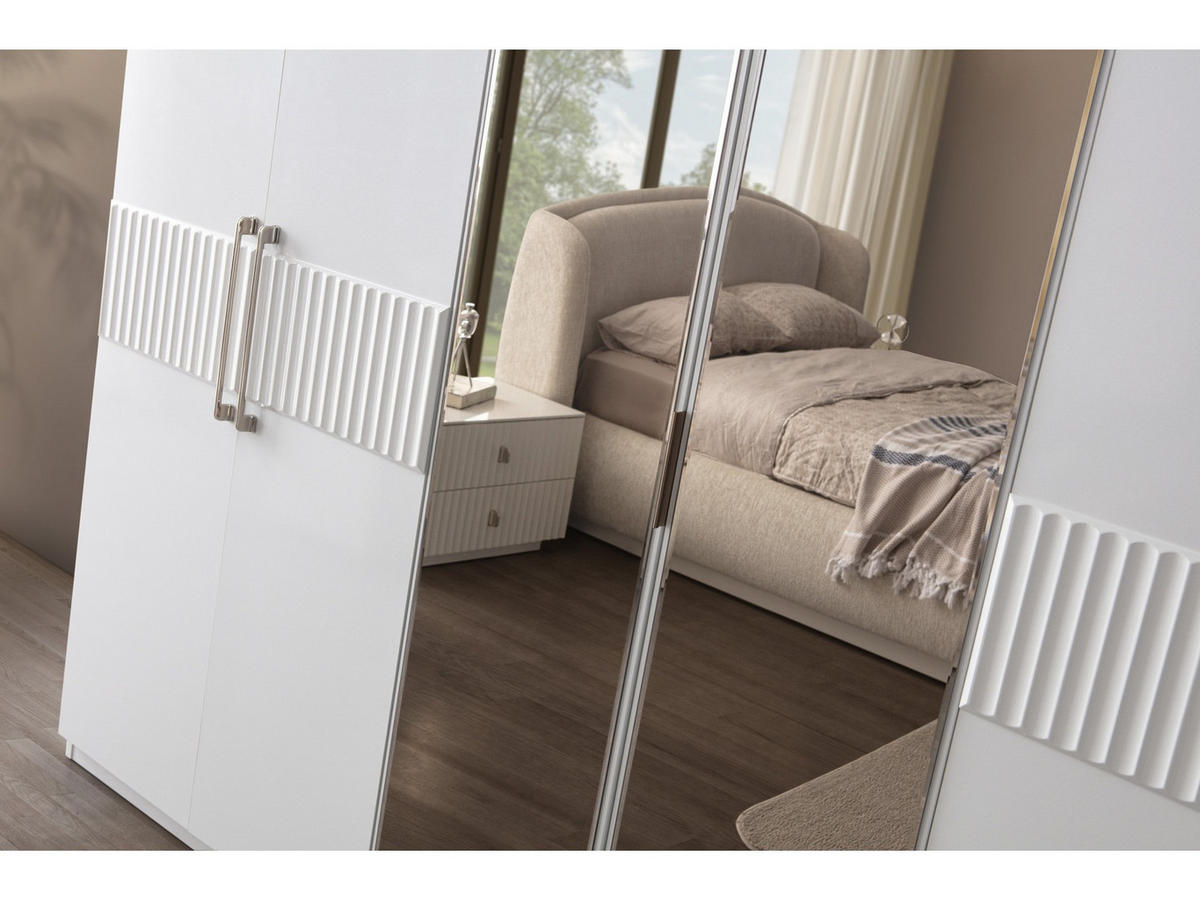 KLEIDERSCHRANK Bronz 6 trg. - Beige, Holzwerkstoff (260/215/60cm)