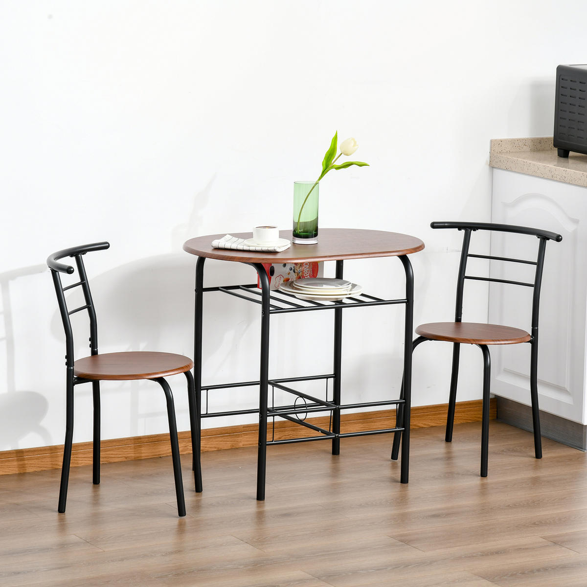 ESSGRUPPE, platzsparend 3-teilig, braun-schwarz - Braun, Holzwerkstoff (50/76/80cm) - Vallsero
