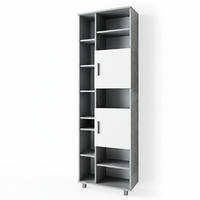 BADSCHRANK Ilias Beton 60 x 190 cm - Weiß/Grau, Holzwerkstoff (60/190/30cm) - Vicco