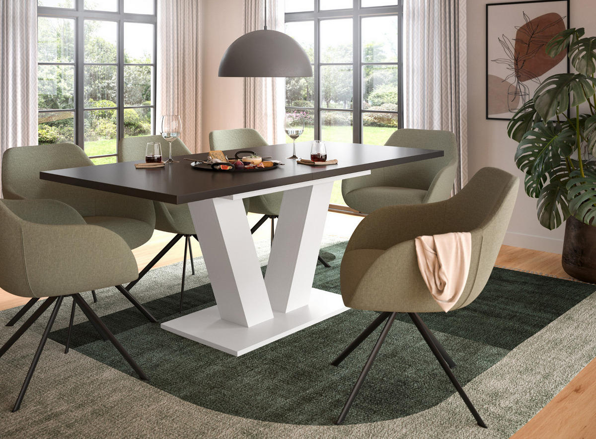 ESSTISCH weiß und grau, Küchentisch ausziehbar 150 - 190 cm - Weiß/Grau, Holzwerkstoff/Metall (150/90/76cm) - Inn.Furn