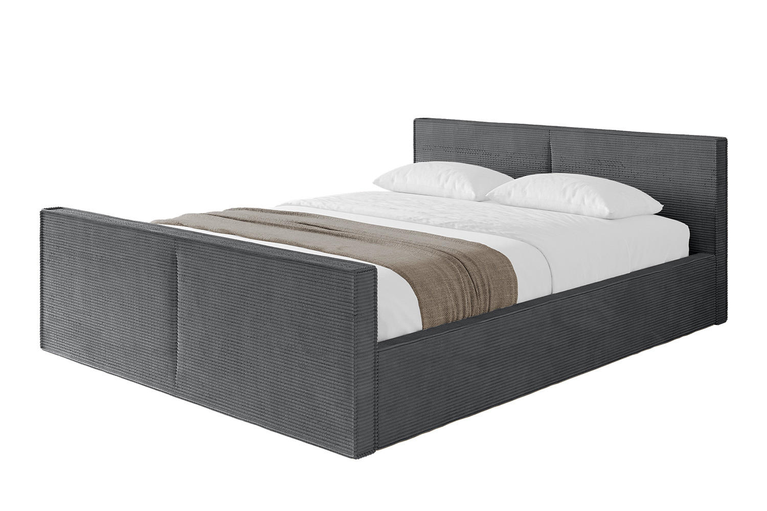 POLSTERBETT mit Bettkasten, Fußteil und Lattenrost, Boxbett ohne Matratze - EMMI-Z-V1 180x200 Dunkelgrau - Anthrazit, Holzwerkstoff/Textil (180/200cm) - ALTDECOR