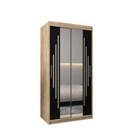 SCHWEBETÜRENSCHRANK 200/100/62 2-türig - Silberfarben/Schwarz, Holz/Kunststoff (100/200/62cm) - Abiks Möbel