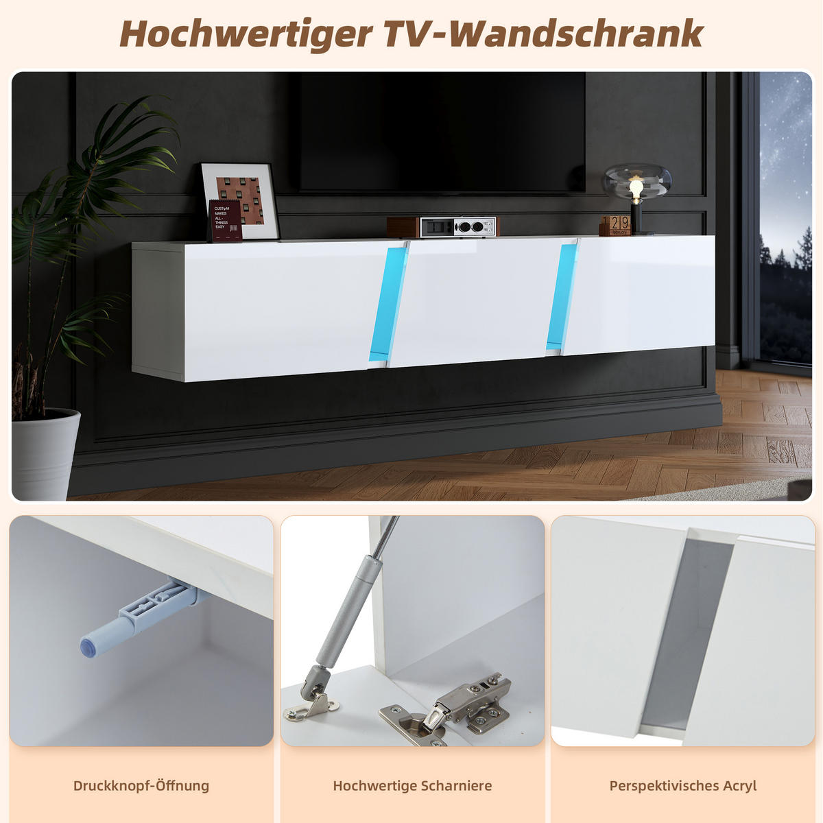 LOWBOARD Verona Weiß 180/35/30 cm - Weiß, Holzwerkstoff (180/30/35cm) - PANGIVO
