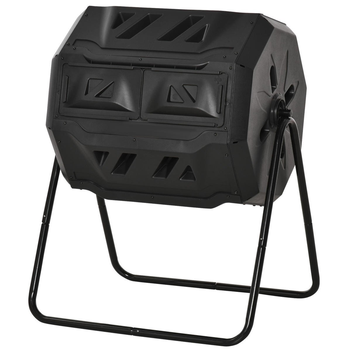 KOMPOSTBEHÄLTER DE-10147 2 Behälter, 160 L, drehbar Schwarz - Schwarz, Metall (64/96/71cm) - ComfortXL