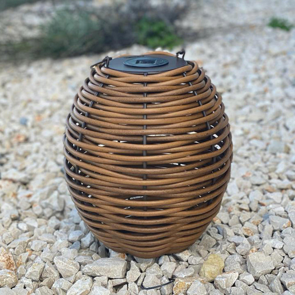 RAFFY H33CM Solar-Batterielaterne - Braun, Kunststoff (31/31/33cm) - Lumisky