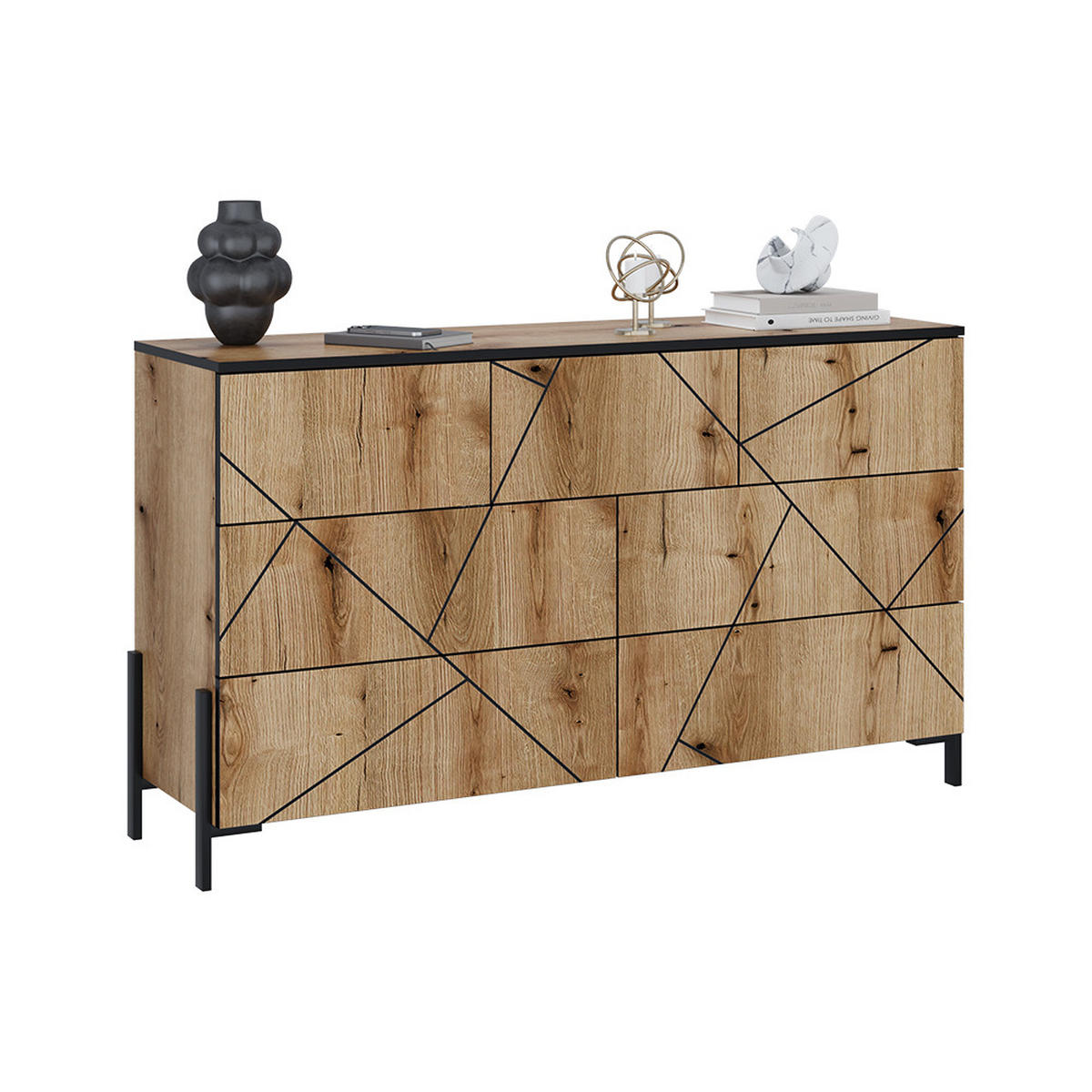 KOMMODE Hatto Eiche 139.8 x 80.2 cm mit 7 Schubladen - Eichefarben, Holzwerkstoff (139.8/80.2/39.7cm) - Vicco