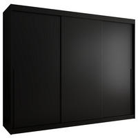 SCHIEBETÜRENSCHRANK 250 cm Breite, schwarz mit schwarzem Griff - Schwarz, Holzwerkstoff (250/200/62cm) - Home Collective