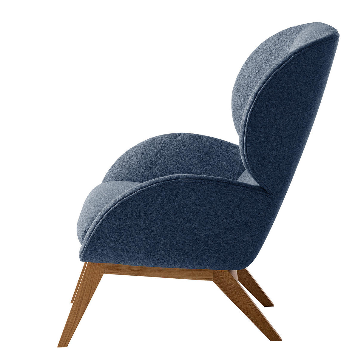 SESSEL - Blau/Eichefarben, Eichenholz/Textil (82/102/90cm) - home24