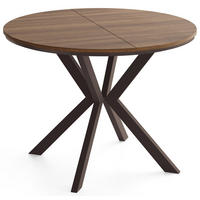 ESSTISCH Valio Neo rund oval ausziehbar verlängerbar mit braunen Metallbeinen, Nussbaum Braun 100-140/100/76 cm - Walnussfarben/Braun, Holzwerkstoff/Metall (100/140/76cm) - WFL GROUP