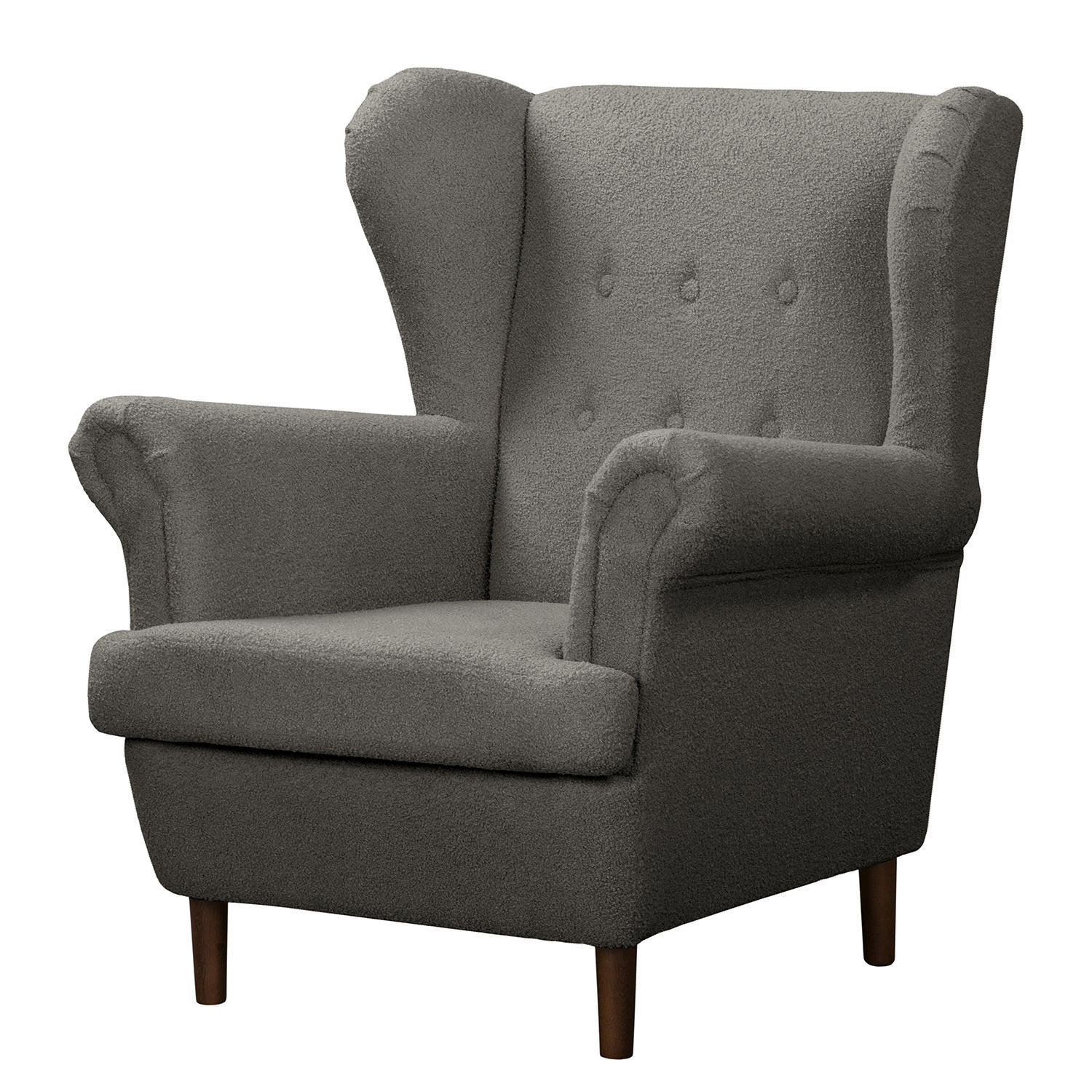 OHRENSESSEL - Dunkelgrau/Dunkelbraun, Textil (85/101/89cm) - home24