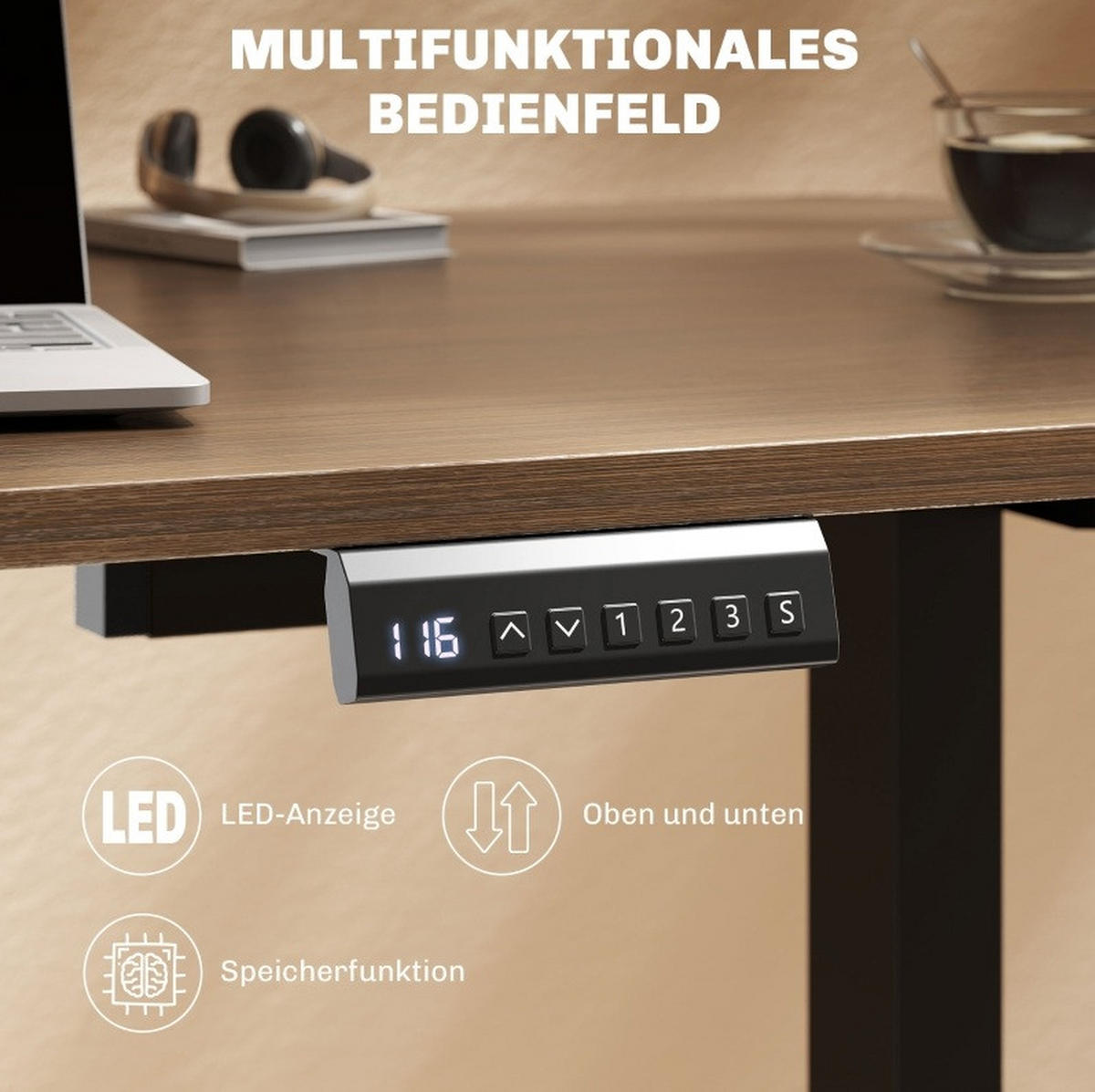 SCHREIBTISCHGESTELL höhenverstellbar Stahl Black - Schwarz, Metall (83/45/118cm) - Meubliv