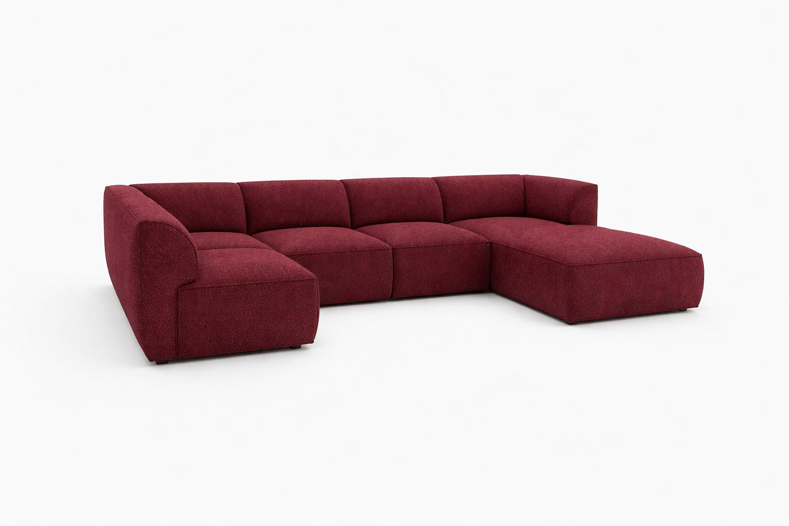 WOHNLANDSCHAFT MOVO - modulares Ecksofa Bordeaux – modernes Design und flexible Gestaltung, rechts - Dunkelgrün/Bordeaux, Kunststoff/Textil (156/78/345cm) - KS Home Concept