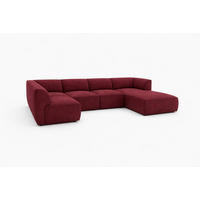 WOHNLANDSCHAFT MOVO - modulares Ecksofa Bordeaux – modernes Design und flexible Gestaltung, rechts - Dunkelgrün/Bordeaux, Kunststoff/Textil (156/78/345cm) - KS Home Concept