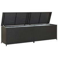 GARTENBOX Poly Rattan 200x50x60 cm Schwarz - Schwarz, Holz (200/60/50cm) - furnicato