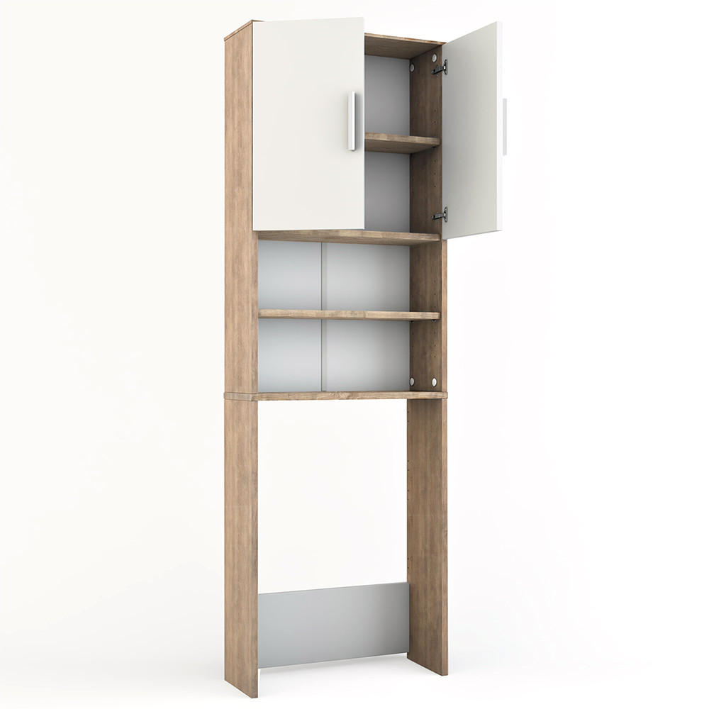WASCHMASCHINENSCHRANK Weiß/Sonoma 64 x 190 cm - Weiß/Sonoma Eiche, Holzwerkstoff (64/190/26cm) - Vicco