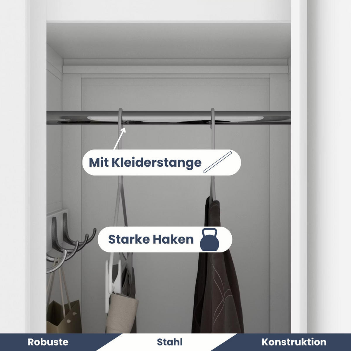 UMKLEIDESCHRANK Spind WIEN 1 Abteil 180x30x50cm Weiß - Weiß, Metall (30/180/50cm) - DELUKE