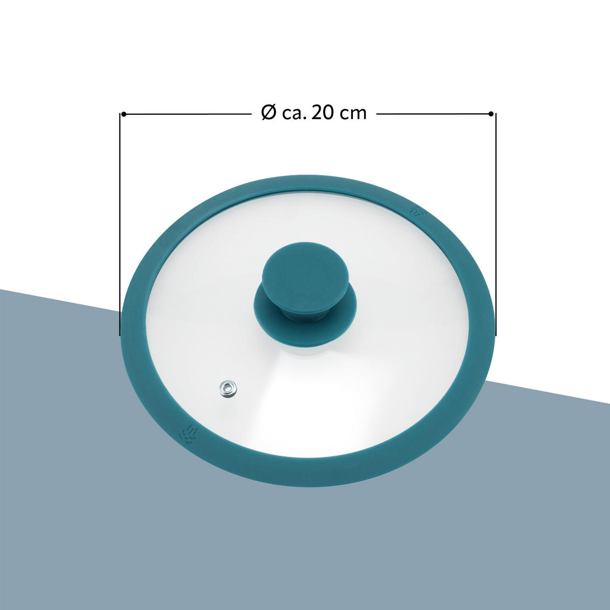 GLASDECKEL mit Silikonrand 20 cm blau - Blau, Glas (20/20/4cm) - bremermann