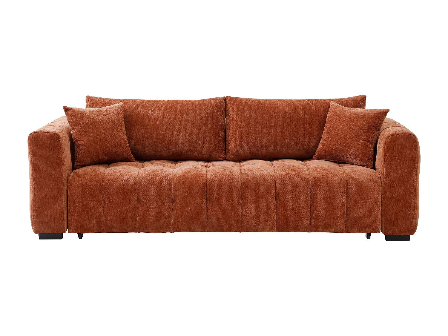 SCHLAFSOFA - 3 Personen - stoff - terracotta Panilo - Terracotta, Textil (240/85/97cm) - Vente-Unique