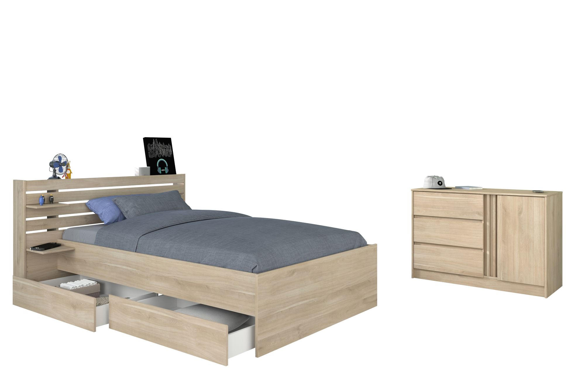 KINDERZIMMER-SET 3-tlg. Parisot Escale 17 Holzdekor Japanische Eiche - Eichefarben, Kunststoff (100/1/200cm) - 58aufmkessel