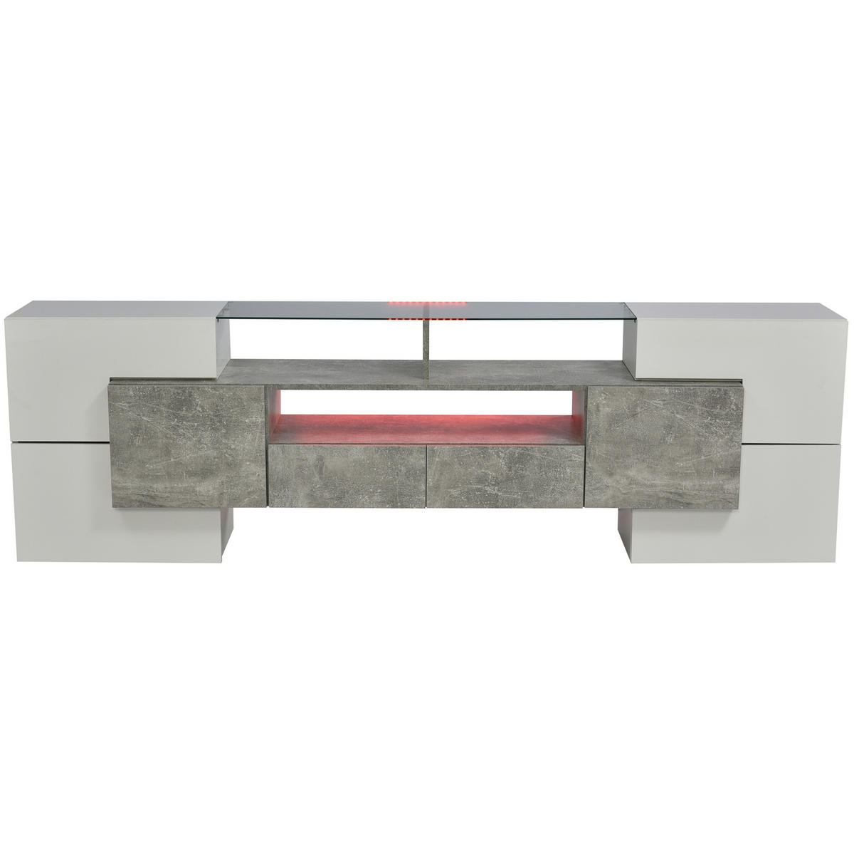 TV-LOWBOARD 200/35/60 cm mit LED-Beleuchtung und 2 Schubladen - Weiß, Holzwerkstoff (200/60/35cm) - BEAOK