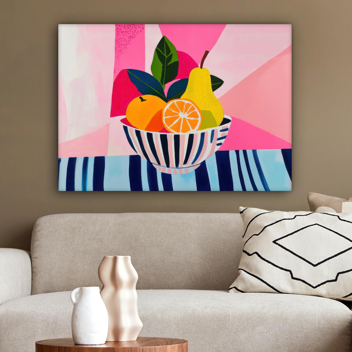 LEINWANDBILD Obst - Abstrakter Hintergrund - Rosa Wandbilder 80x60 cm - Pink, Textil (80/60cm) - MuchoWow