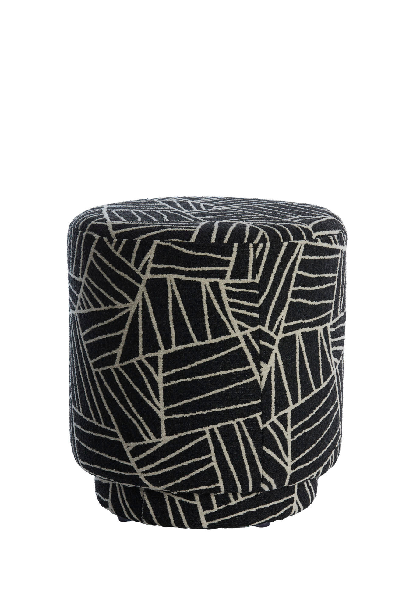 SITZPOUF Davonte Schwarz Ø40/44 cm - Schwarz, Textil (40/44/40cm) - Light & Living