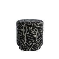 SITZPOUF Davonte Schwarz Ø40/44 cm - Schwarz, Textil (40/44/40cm) - Light & Living