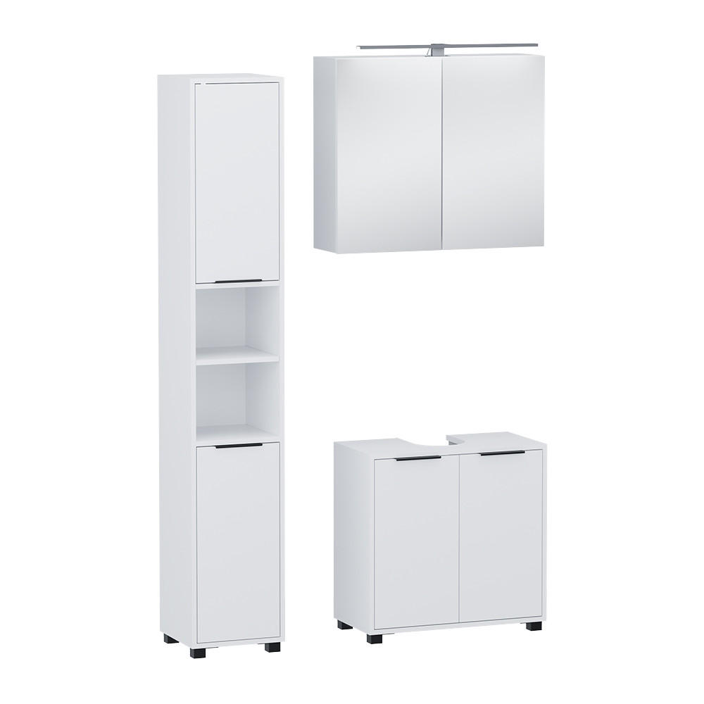 BADMÖBEL-SET Alina Weiß 3 Teile - Weiß, Holzwerkstoff (60/60/30cm) - Vicco